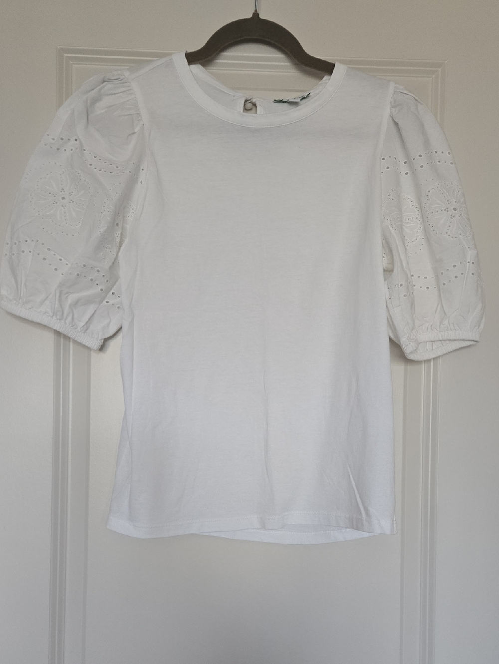 Jcrew Women’s White Puff Sleeve Eyelet Top